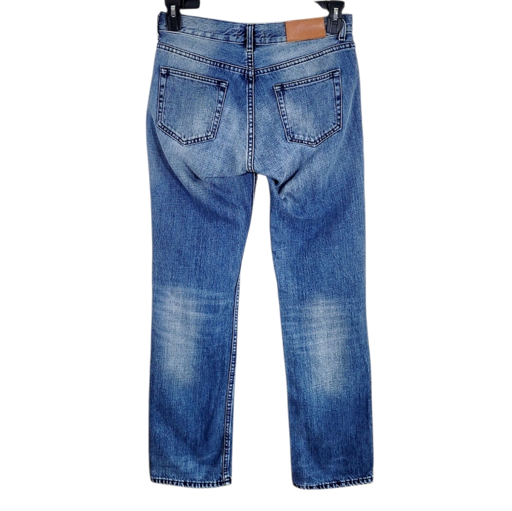ACNE STUDIOS Mic Matt Straight Leg Distressed Denim Jeans Mid Blue 29 - Picture 6 of 11